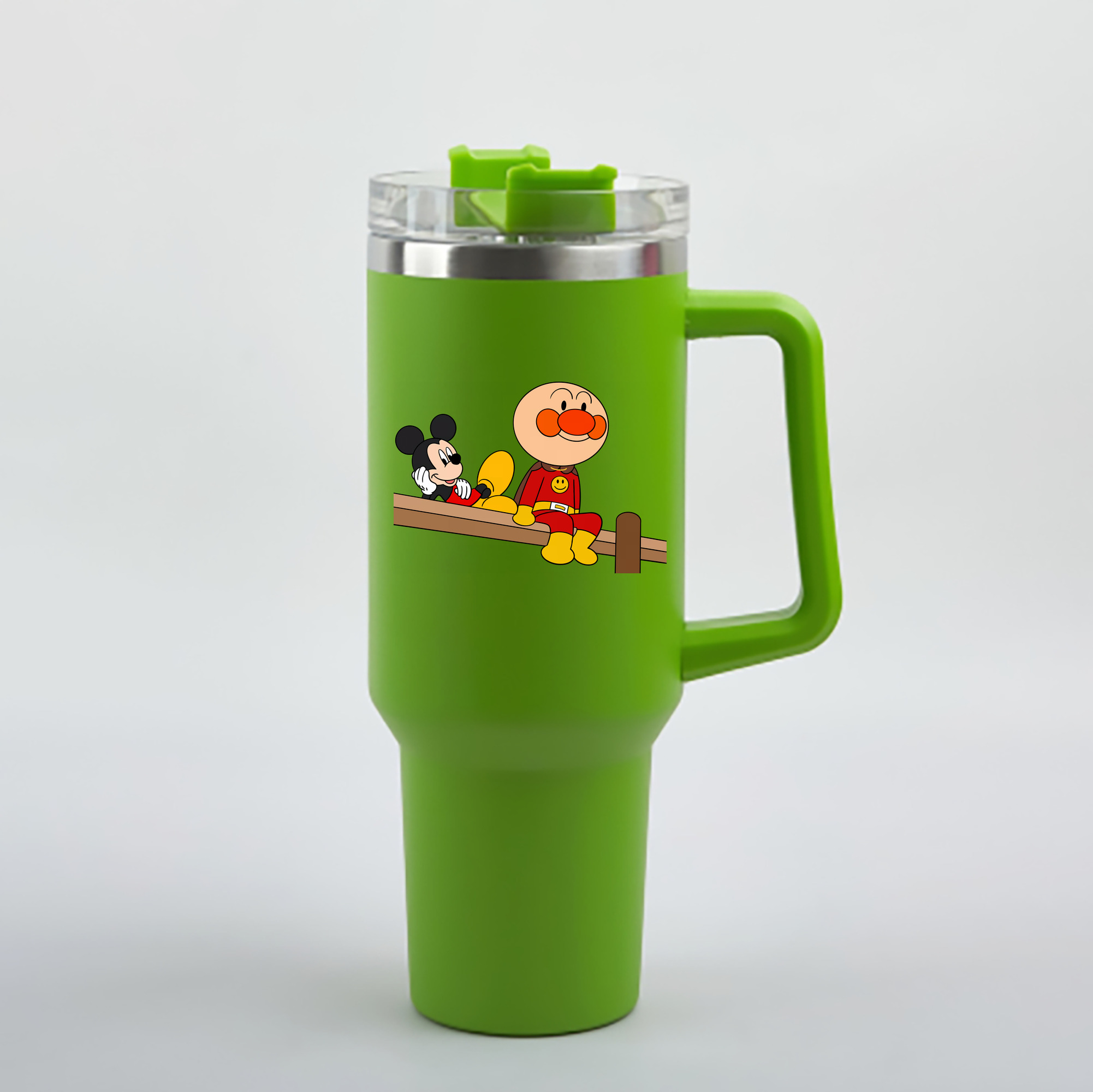 （画像用） アンパンマン Anpanman 1200mL車用タンブラー - クリスタルステッカー（プラスチックストロー付き）